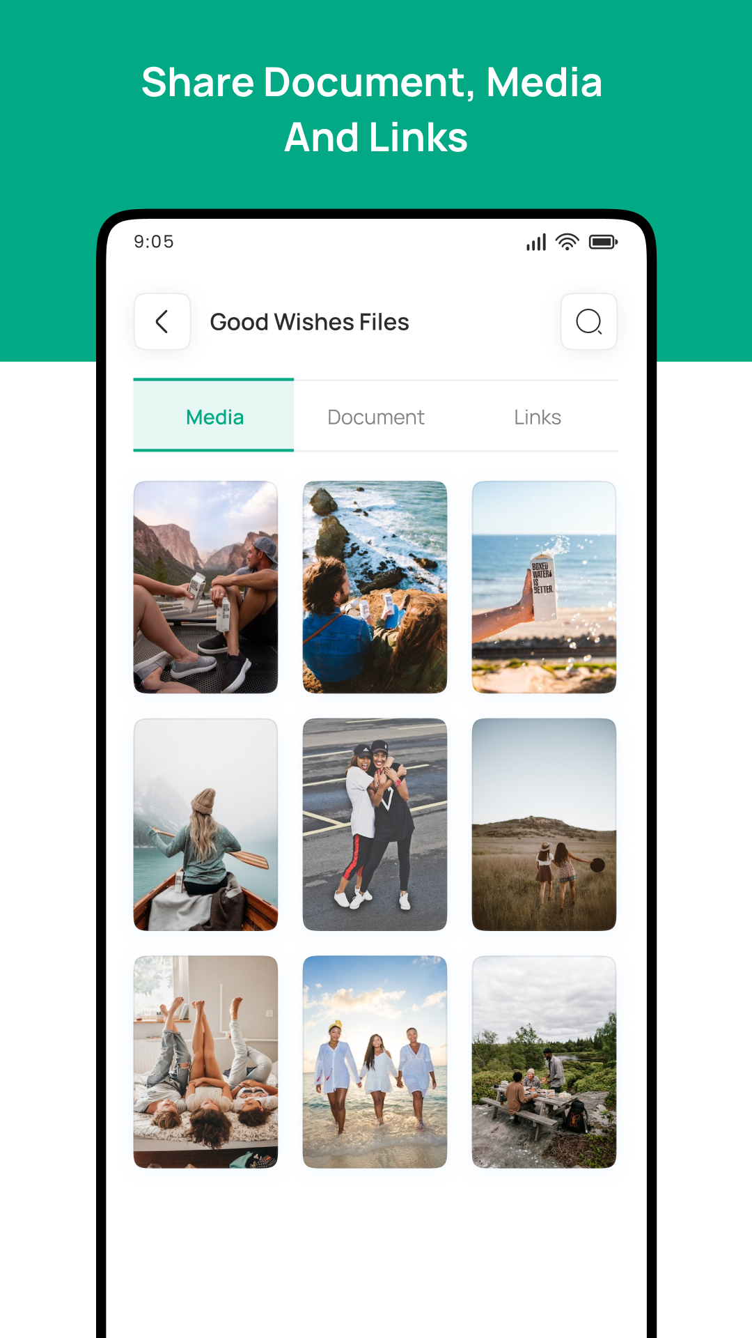 Share Document , Media and Links